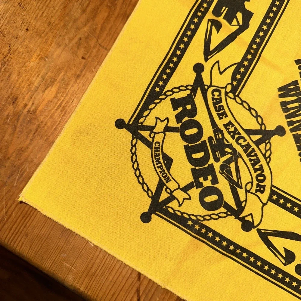 Case Excavator Rodeo Champion Handkerchief Vintage Yellow